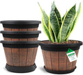 4 Pack 14 inch Plant Pots, Whiskey Barrel Planters by Quarut
