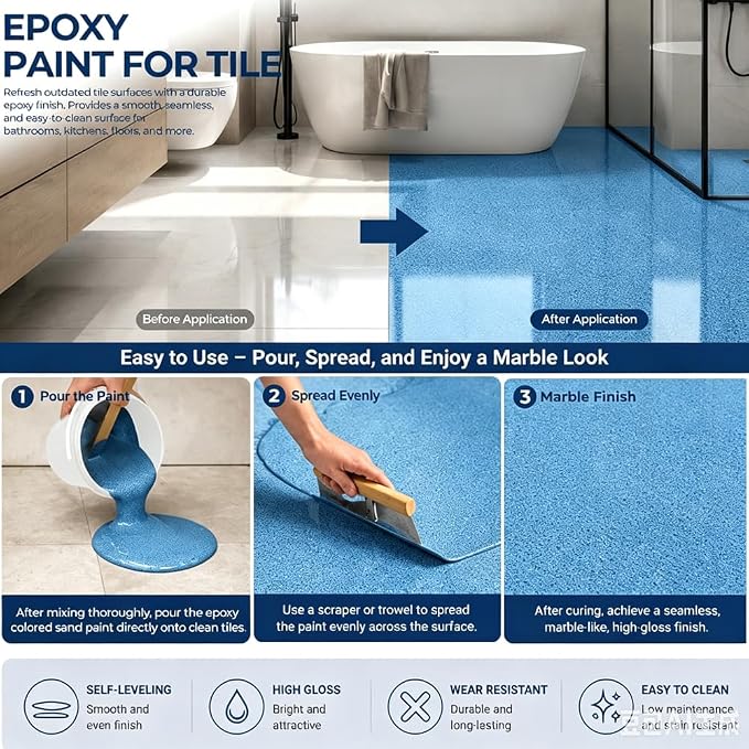 Epoxy Colored Sand Floor Paint, 1 Gallon | Covers 35 Sq Ft, Self-Leveling - Image 6