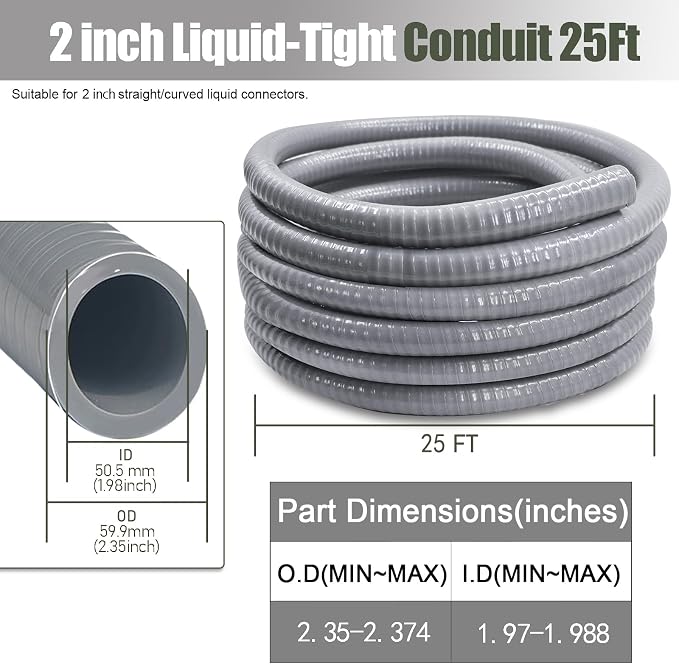 2 Inch Flexible Conduit 25 FT Non Metallic Liquid-Tight Conduit - Image 2