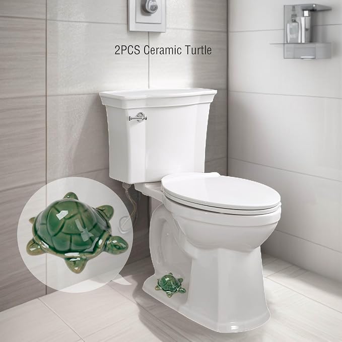 WANSHUNLMI Green Sea Turtle Toilet Floor Bolt Caps, Ceramic Sea Turtle Toilet - Image 5