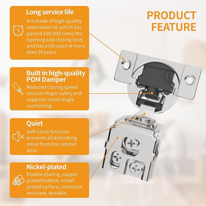 2 Pack 1-3/8" Overlay 4D Soft Close Concealed Hinges - Image 5