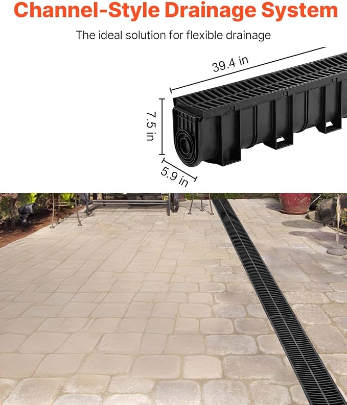 VEVOR Trench Drain System 5 Pack, Channel Drain - Image 2