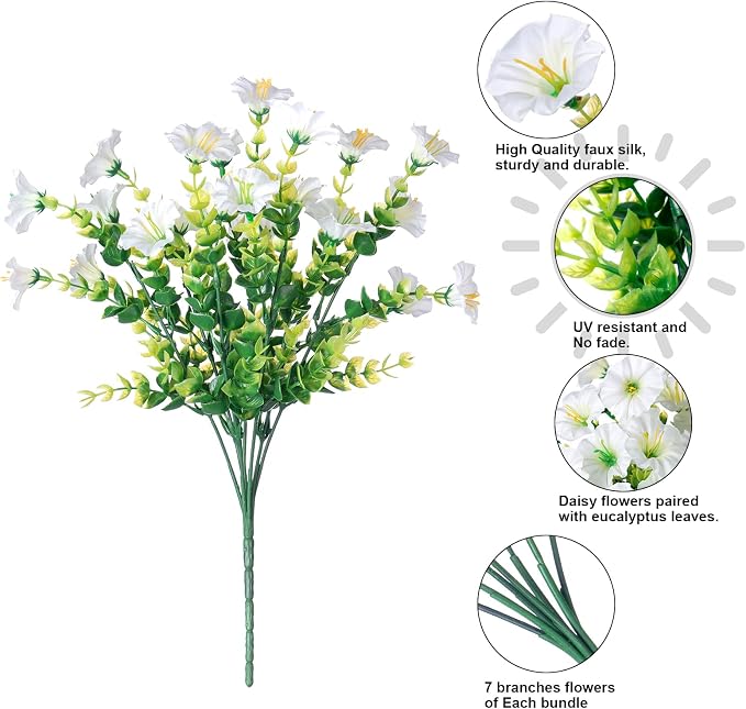 Artificial Flowers for Outdoors Fake Plants Outside Decoration, 12 Bundles Silk - Image 7