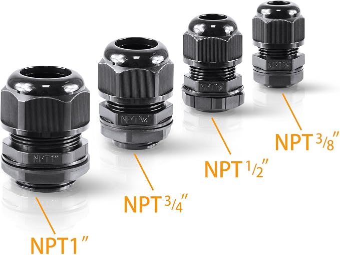 XHF 20 Pcs 1/4 Inch IP68 Strain Relief Nylon Cord Grip NPT Cable Glands - Image 6