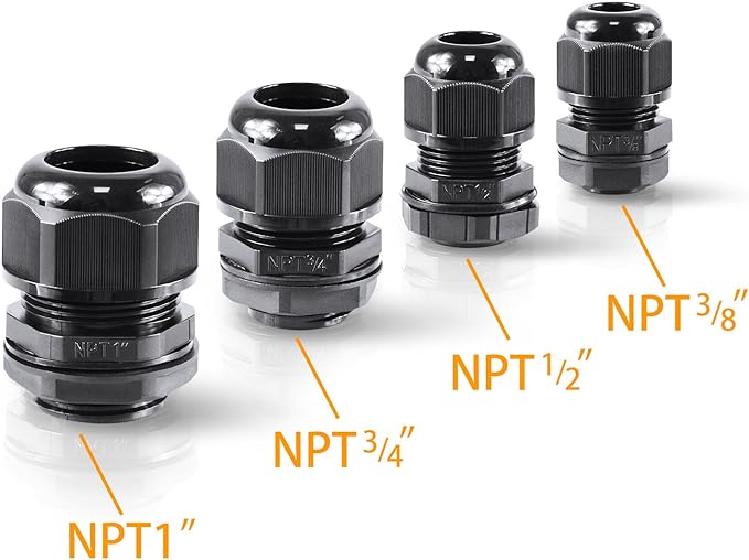 XHF 2 Pcs 3/4" IP68 Strain Relief Nylon Cord Grip NPT Cable Glands Adjustable - Image 6