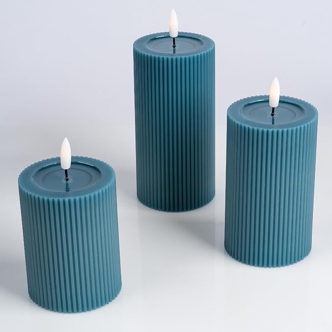 Fluted Ribbed LED Pillar Candles, - Image 9