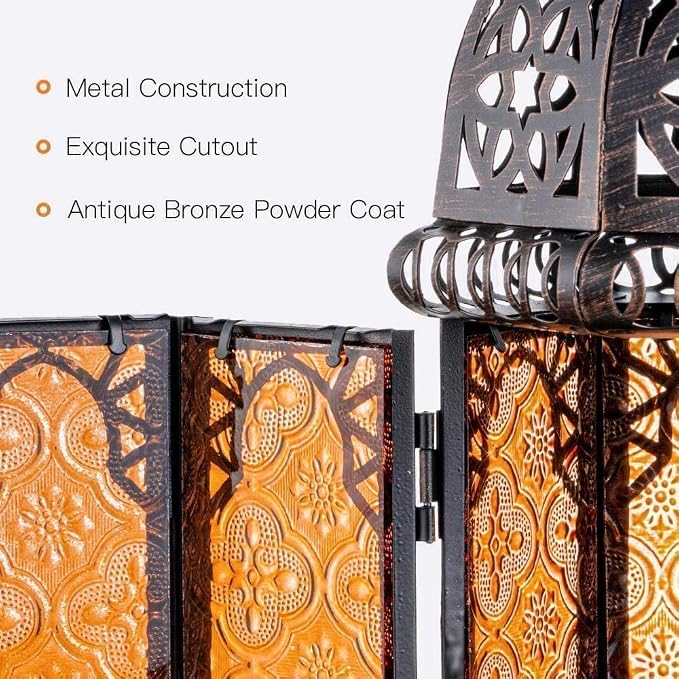 NEEDOMO Set of 2 Moroccan Lanterns Decorative Indoor & Outdoor, Hanging Candle - Image 5