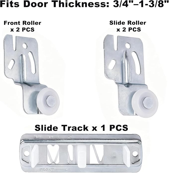 5er Sliding Closet Door Rollers Kit Silent Nylon Top Hung Wardrobe Hardware | - Image 4