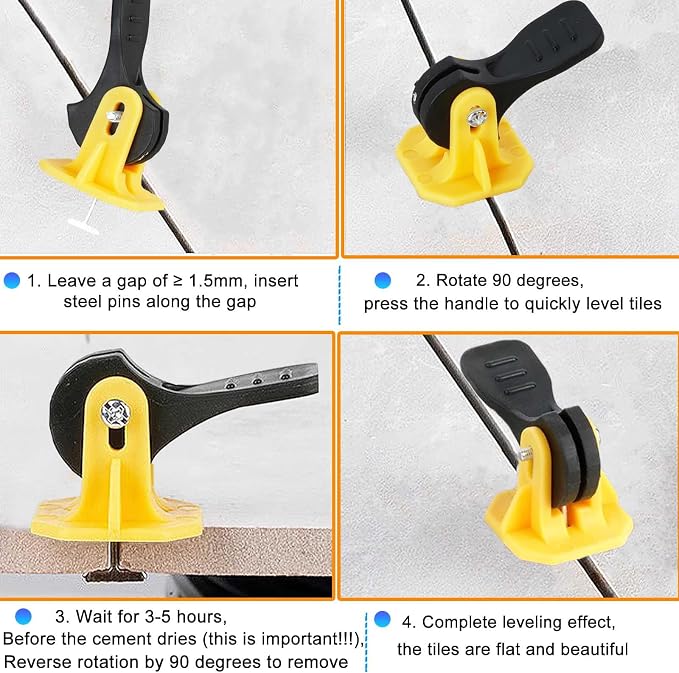 Tile Leveling System 1/8 Kit Tile Spacers, Tlies Tools Leveling Clips - Image 5