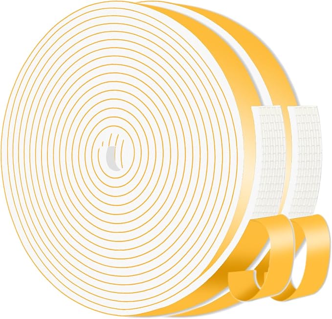 Foam Tape, Weather Stripping, High Density CR, Soundproof, 1/2 in x 1/8 in x by MIKONIYA