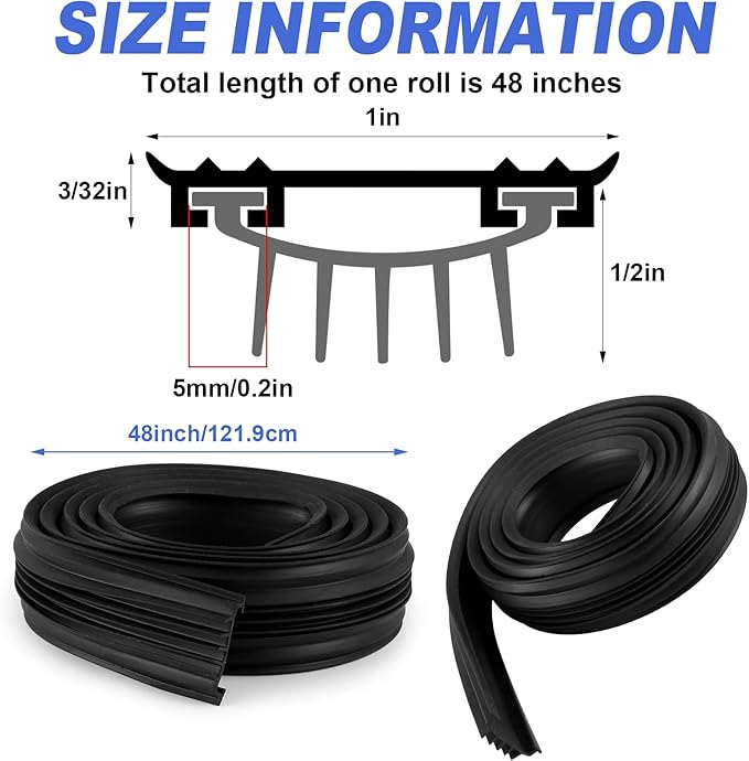 Nuanchu 1 Pcs U Shaped Rubber Door Bottom Sweep, 48 Inch, Noise Reducing - Image 2