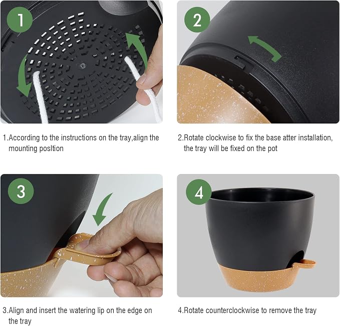 UOUZ 12 inch Large Self Watering Pots, Plastic Planters - Image 4