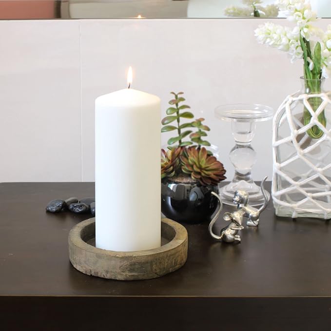 Stonebriar 6 Tall 3 x 8 Inch 80 Hour Long Burning Unscented White Wax Pillar - Image 8