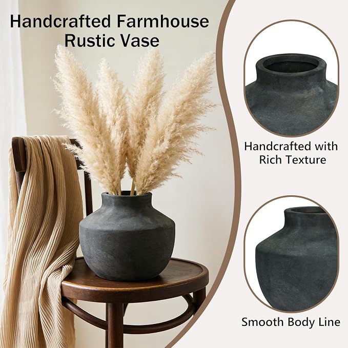 5.5 Inch Ceramic Flower Vase, Small Black Vase - Image 4