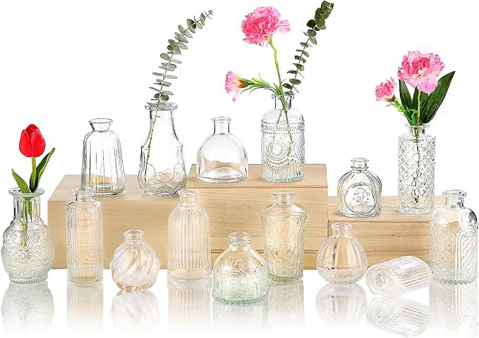 Glass Bud Vase 15 Pcs for Centerpieces Wedding, Home Decor, Bud Vases in Bulk by earthgadgets