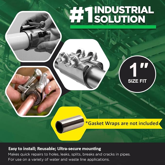 HIGHCRAFT 60100TTSD-5, Single Pipe Repair Clamp 1'', Double Bolt, 6” Long - Image 4