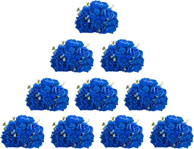 BLOSMON Artificial Flower Balls Wedding Centerpieces 10pcs 11.8" Royal Blue by Blosmon
