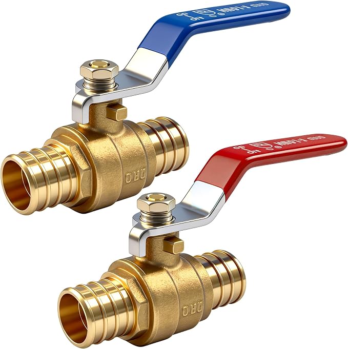 Hourleey 2 Pieces 3/4 Inch Pex Brass Full Port Shut Off Ball Valve Hot and Cold by Hourleey