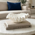 Braxio White Decorative Bowl – Resin Ruffle Bowl by BRAXIO
