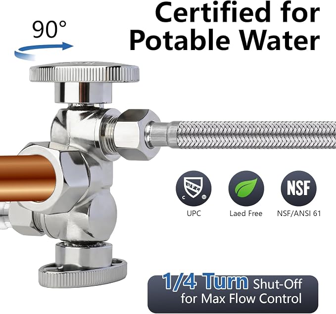 WiseWater 1/2" NOM x 3/8" OD Comp x 3/8" OD Comp Dual Shut Off Valve | Heavy - Image 3