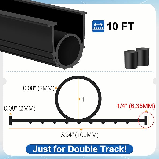 Garage Door Bottom Seals Rubber 10FT Weather Stripping Weatherproof Seal - Image 2
