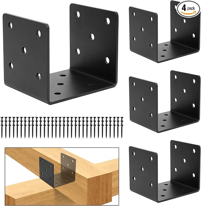 4x4 Concrete Post Base 4Pcs, Post Anchor Connector, 3mm Thick | Joist Hanger by XZWMY