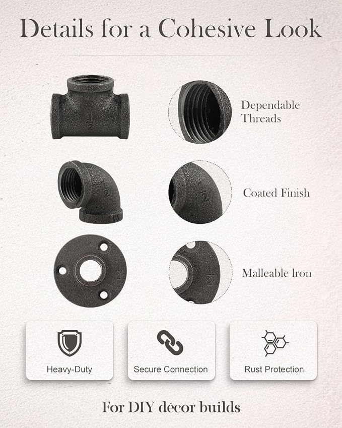 60 Pack 1/2 Inch Cast Iron Pipe Fittings - Image 5
