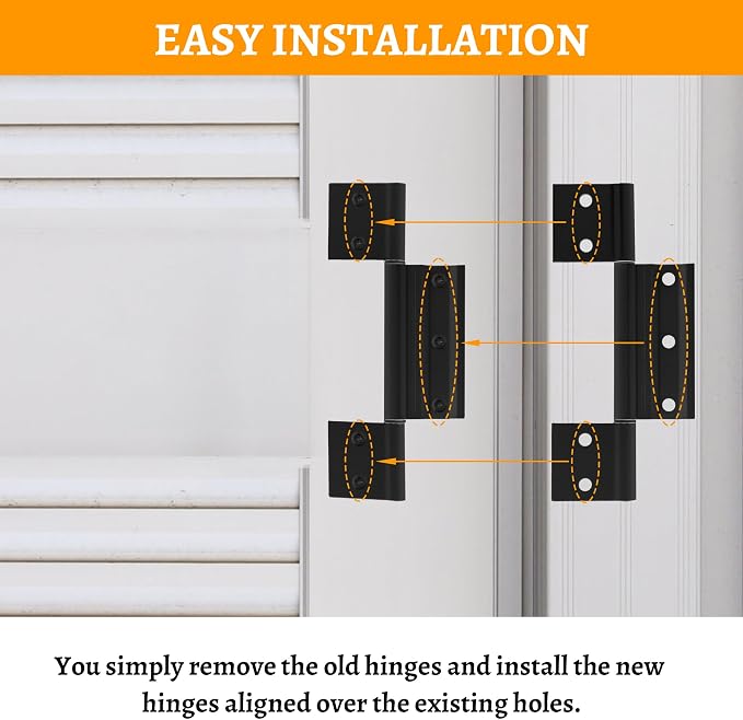 Matte Black Screen Door Hinges, 1/8 Inch Grooved Center | Storm Door Hinge - Image 3