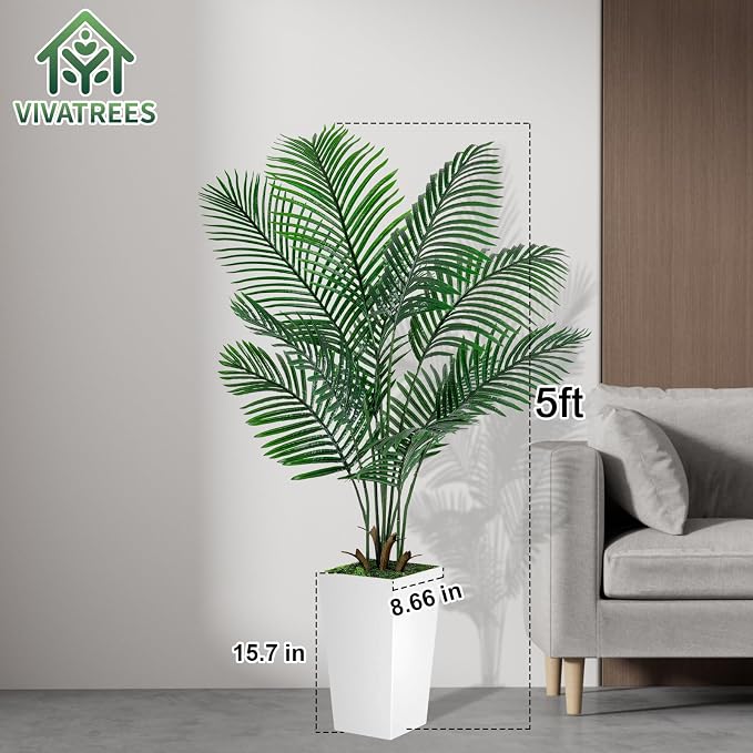 VIVATREES Palm Tree 5FT Artificial, 60in Tall Faux Palm Tree - Image 2