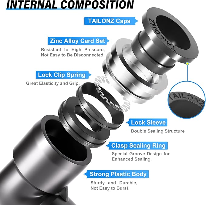 TAILONZ PNEUMATIC Elbow and Straight Combination 1/4 Inch Tube OD x 1/8 Inch - Image 3