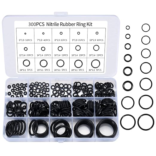 300 Pcs O Ring Assortment Kit 15 Sizes Rubber Black | O-Rings, Rubber Washers & by RUGLAMZHIP