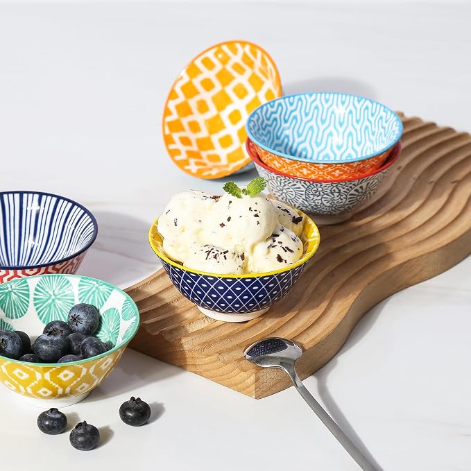 Selamica Porcelain Ice Cream Bowls Set of 6, Small Bowls, Ice Cream - Image 4