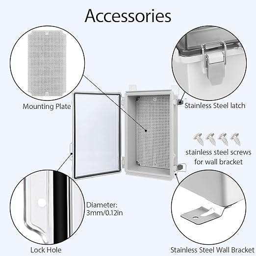 Electrical Box, IP67 Waterproof Hinged Clear Cover Stainless Steel Latch - Image 4