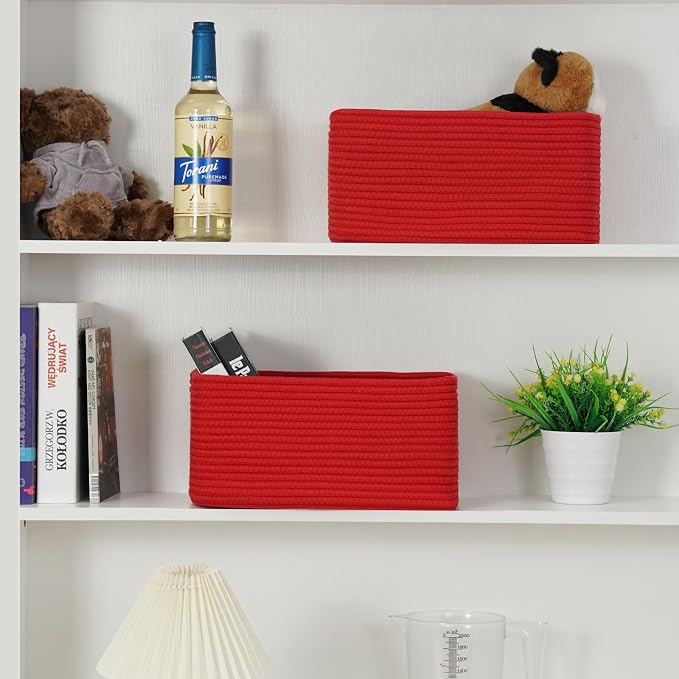 3 Pack Small Storage Baskets for Organizing, 11.8×7.8×5.1", Christmas Red | - Image 6