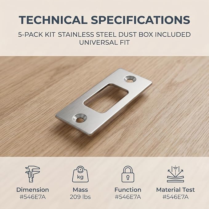5 Pack Deadbolt Strike Plate, Stainless Steel Door Strike Plate, 2-3/4" | - Image 5
