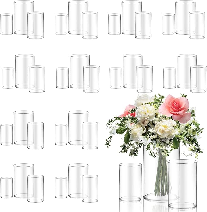 36pcs Glass Vase Cylinder for Centerpieces 4, 6Inch Tall Small Flower Glass by OGEH