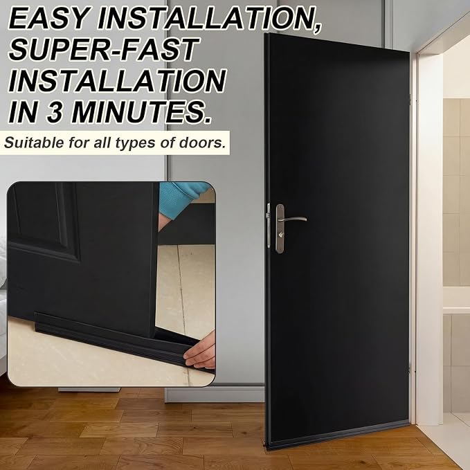 Yaocom 2 Strip Black 32 Inch Vinyl U-Shape Door Bottom Seal, Slide on - Image 6