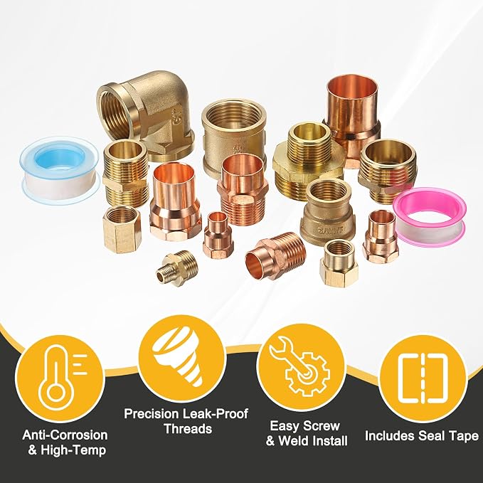 PATIKIL Brass Pipe Fitting, 3/4" BSP Male x 3/4" BSP Male Thread Connector - Image 4