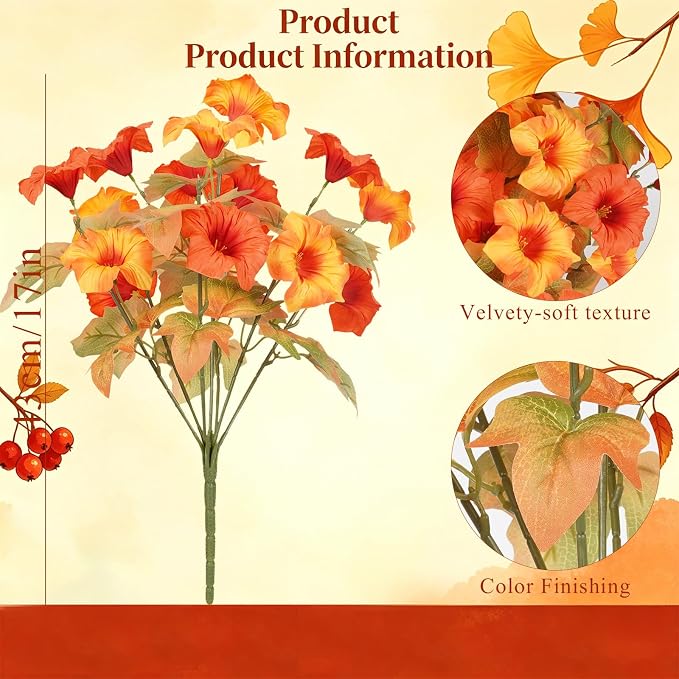 Artificial Fall Flowers for Outdoors, Faux Petunias Autumn Decoration, Fake - Image 2