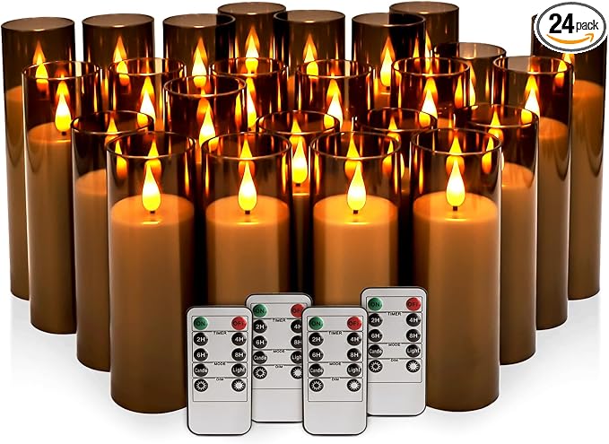 24 Pack LED Gray Flameless Candles by CAKETYCG