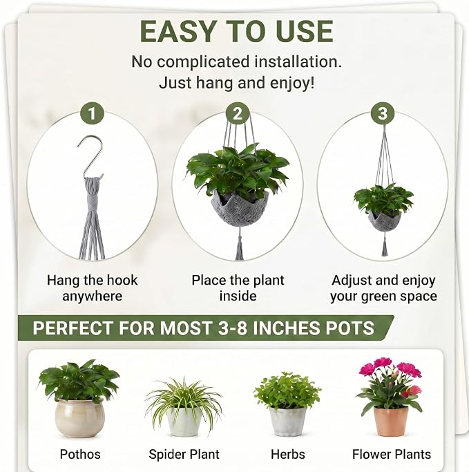 Shappy 1 Pack Boho Macrame Plant Hanger - Image 6