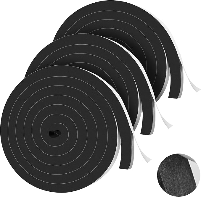 20Ft Foam Tapes Self Adhesive Foam Seal Strips 1/2In x 1/2In x 6.5Ft Each Roll by MYFAMIREA