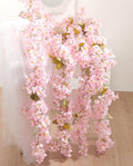 Artificial Flower Garland 2pcs 5.6ft Hydrangea Vine Decor Light Pink Flower | by PONKING