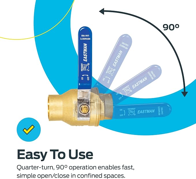 Eastman Heavy Duty Full Port Brass Ball Valve, 1-1/2 in Sweat x 1-1/2 in Sweat - Image 5