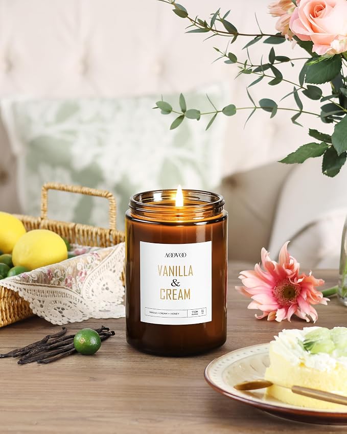AOOVOO Vanilla Cream Candles - 22 oz Scented Candles - Image 2
