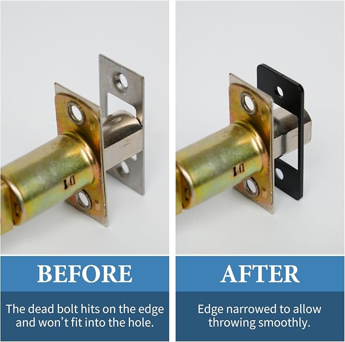 Deadbolt Restorer Strike Plate Narrow Side and Large Hole, 1 Pack | Fix Latch - Image 4