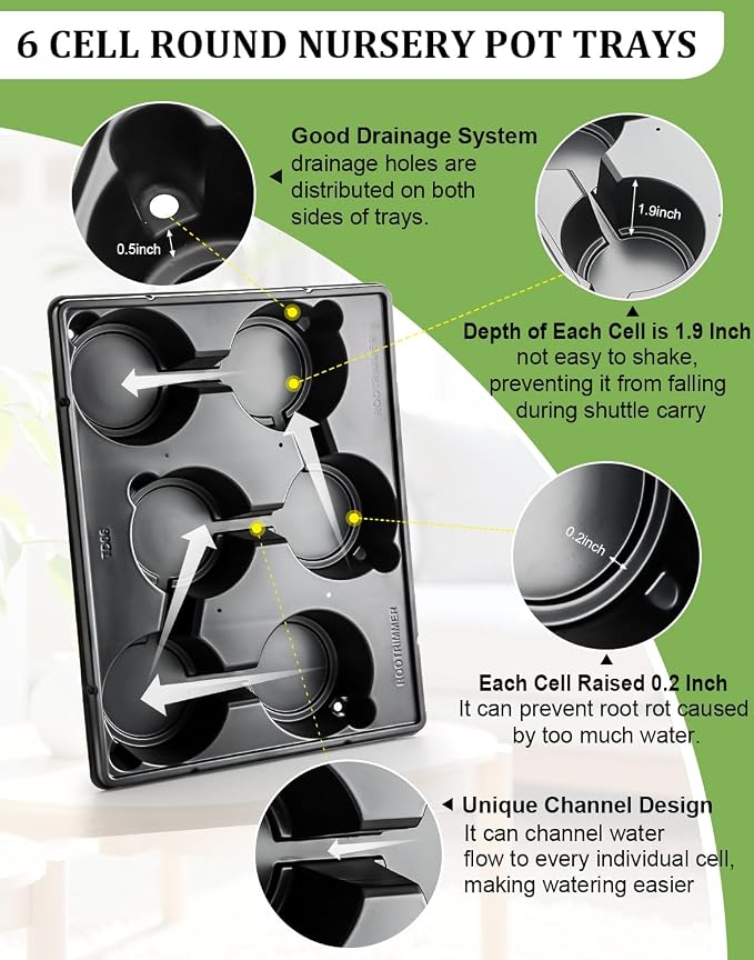 RooTrimmer 6 Cell Round Nursery Pot Trays - Image 3