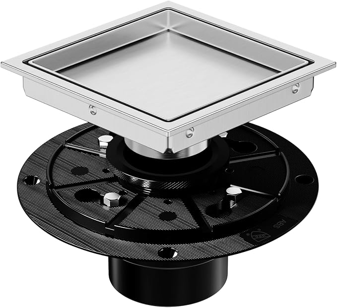 EXF Square Shower Drain 6 Inch Brushed Nickel by EXF