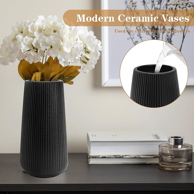 Black Ceramic Vase, GUKJOB Cute Flower Vase - Image 7