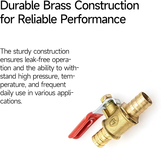 4-Pack 3/8 Inch Brass Ball Valve, 10mm Hose Barb - Image 3